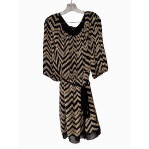 En Focus Women Chevron Black & Beige Dress Size 20W Short Sleeves Lightweight pl